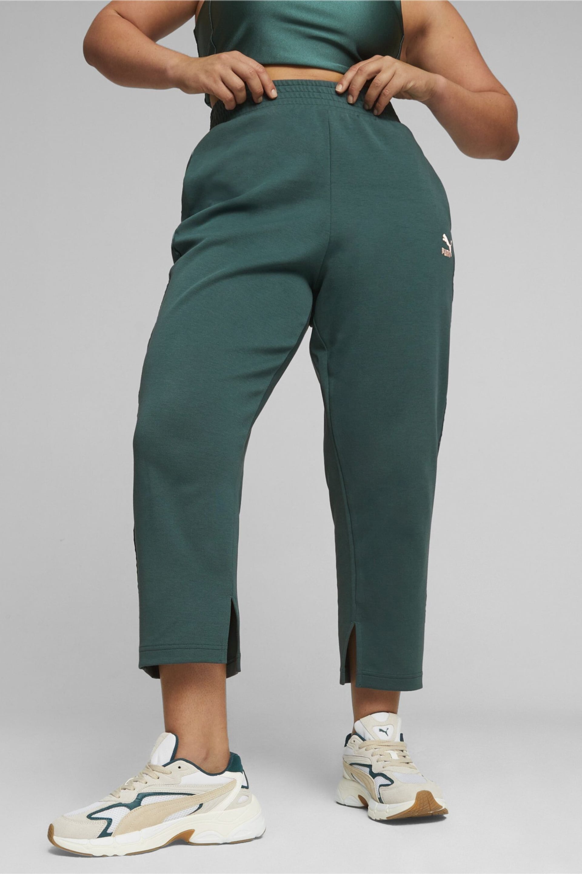 Puma Green T7 Women's High Waist Joggers - Image 1 of 9