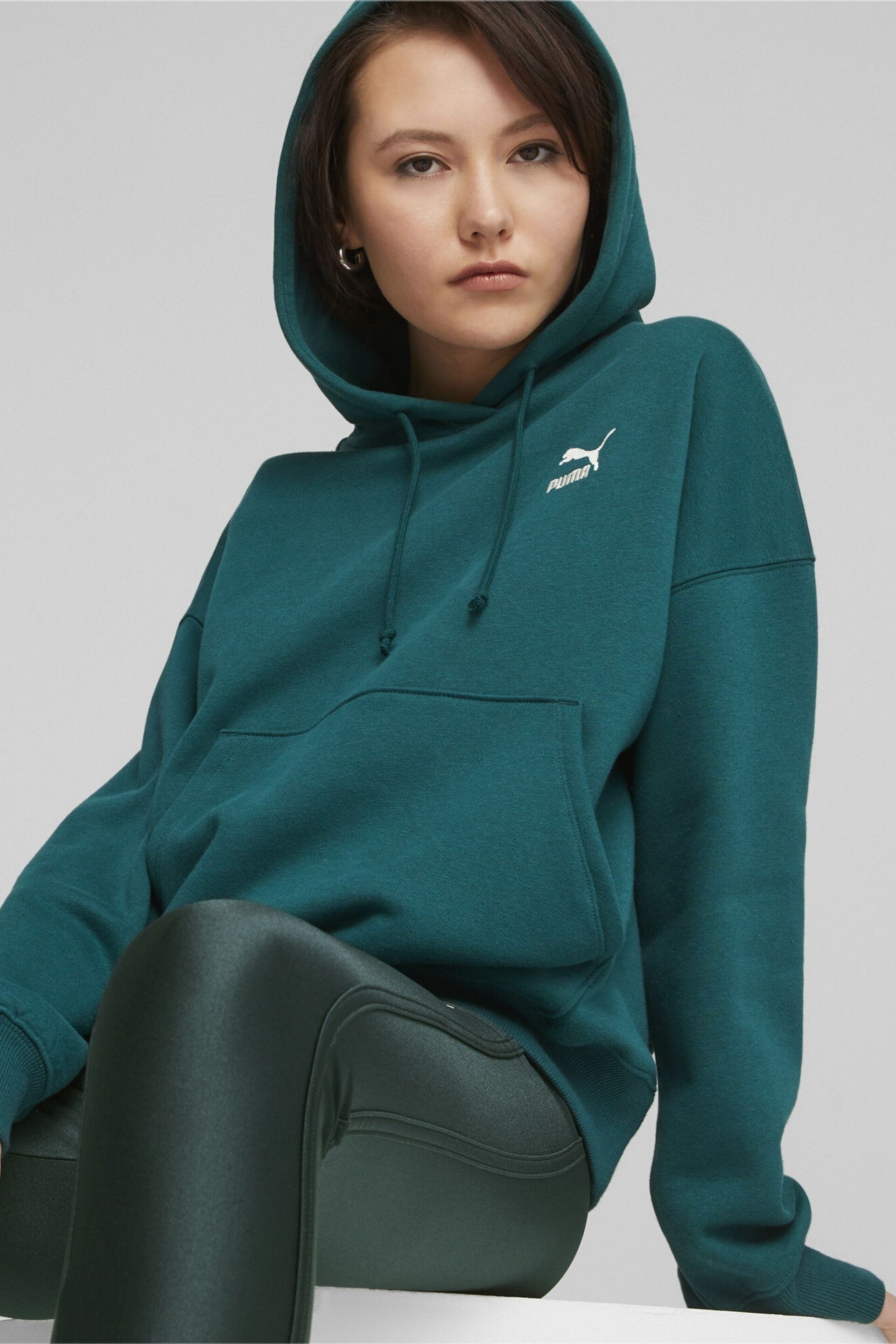 Puma Green Oversized Womens Hoodie - Image 3 of 7