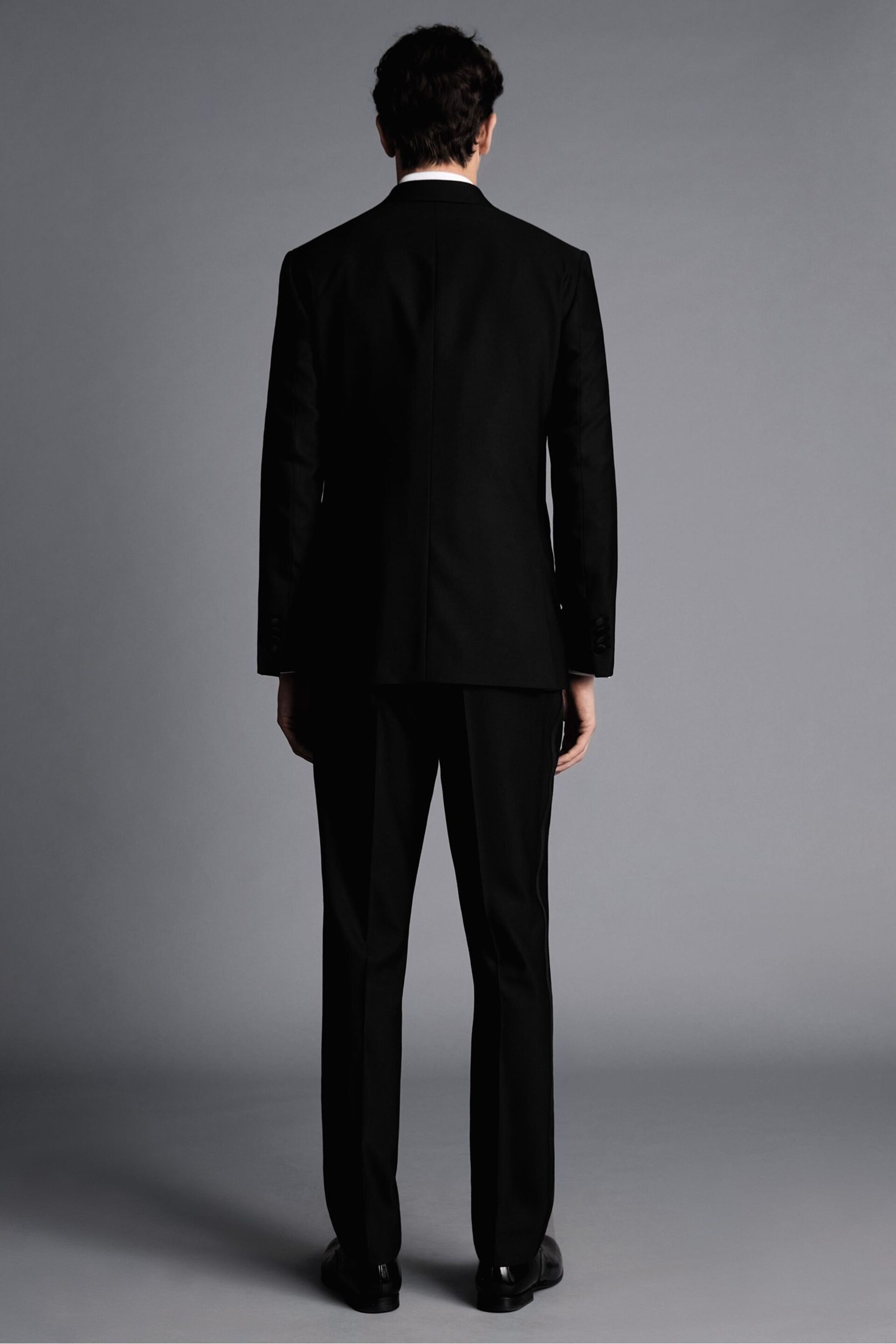 Charles Tyrwhitt Black Slim Fit Peak Lapel Dinner Suit: Jacket - Image 2 of 5