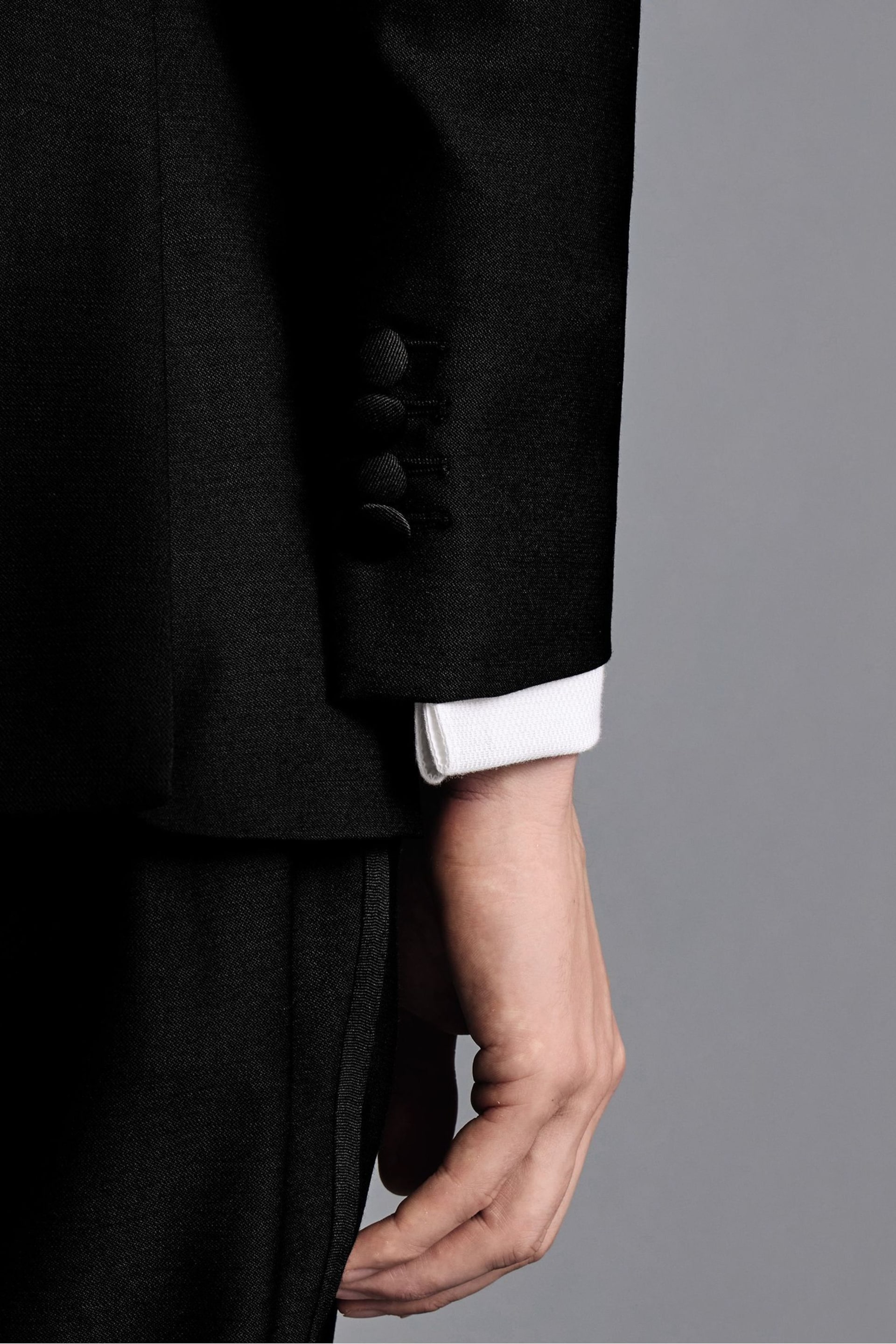 Charles Tyrwhitt Black Slim Fit Peak Lapel Dinner Suit: Jacket - Image 4 of 5