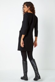 Roman Black Ribbed Pocket Detail Shift Stretch Dress - Image 3 of 5