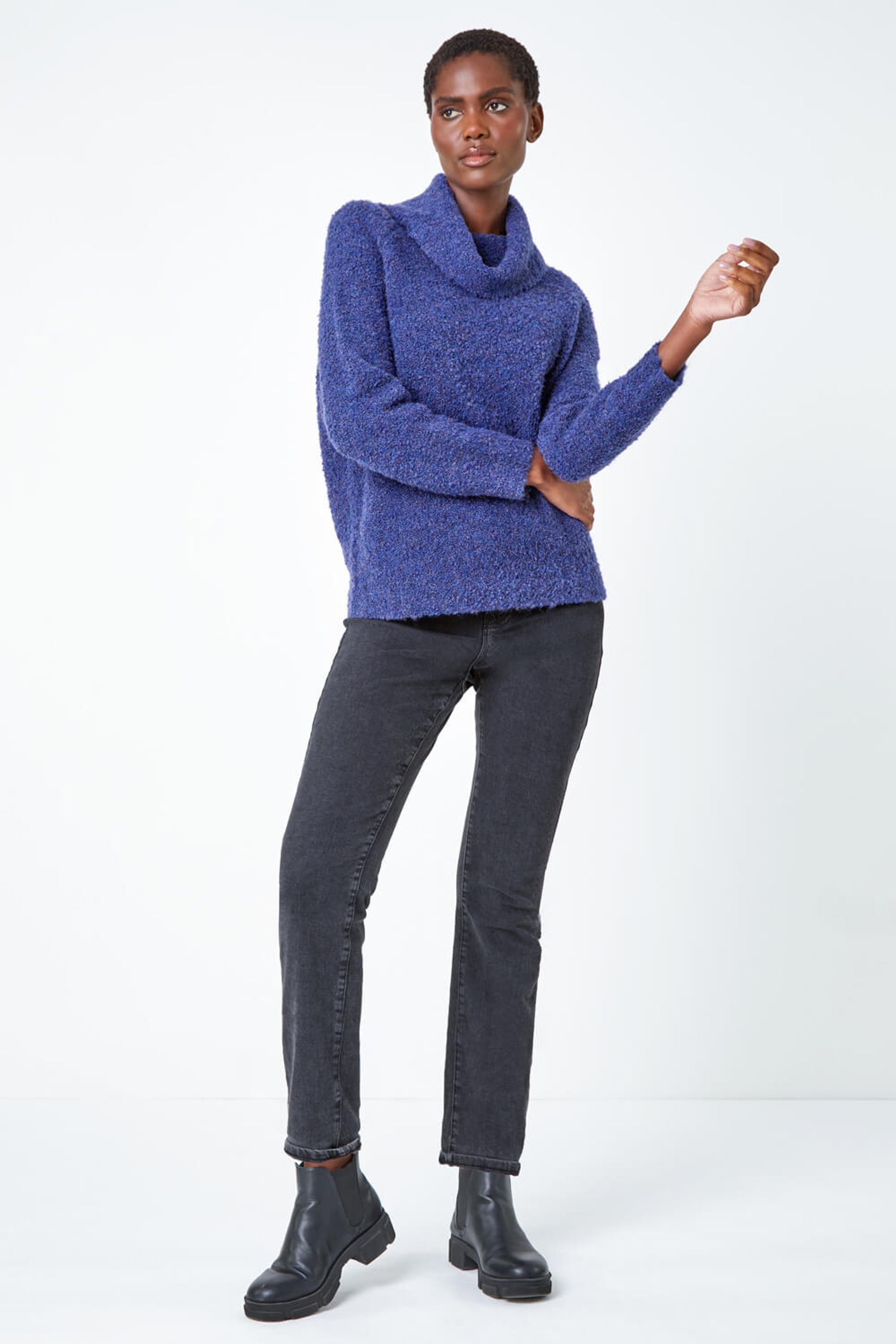 Buy Roman Blue Fluffy Cowl Neck Jumper from Next Ireland