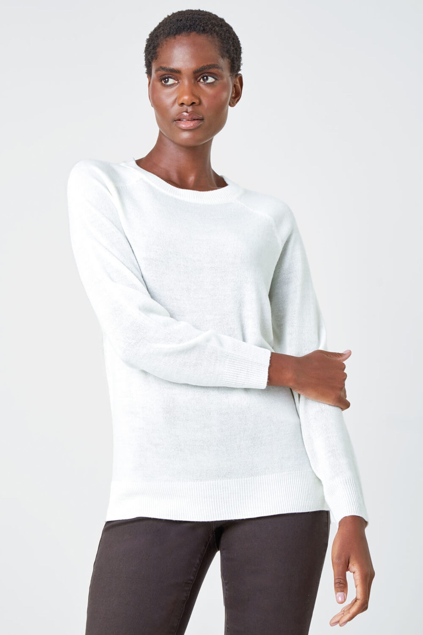 Plain white crew neck jumper deals