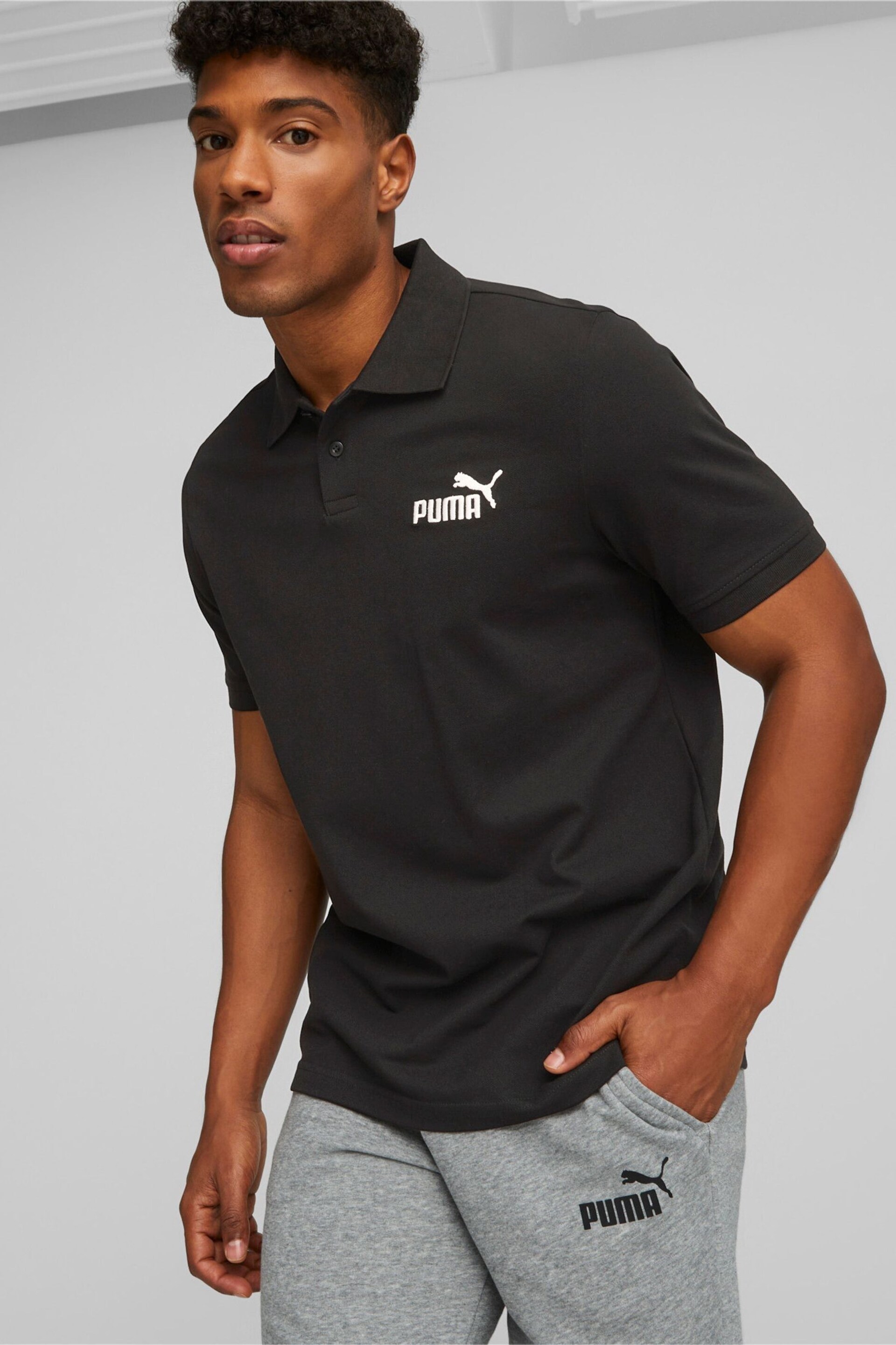 Puma Black Essentials Pique Mens Polo Shirt - Image 1 of 7
