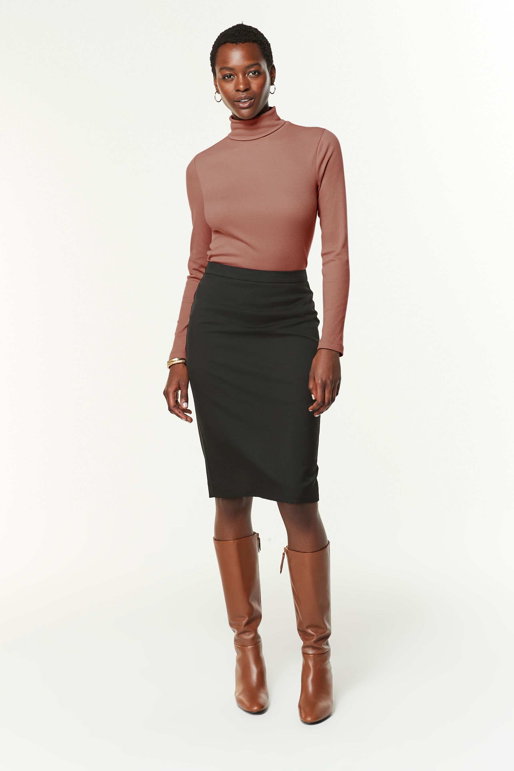 Black Tailored Pencil Skirt