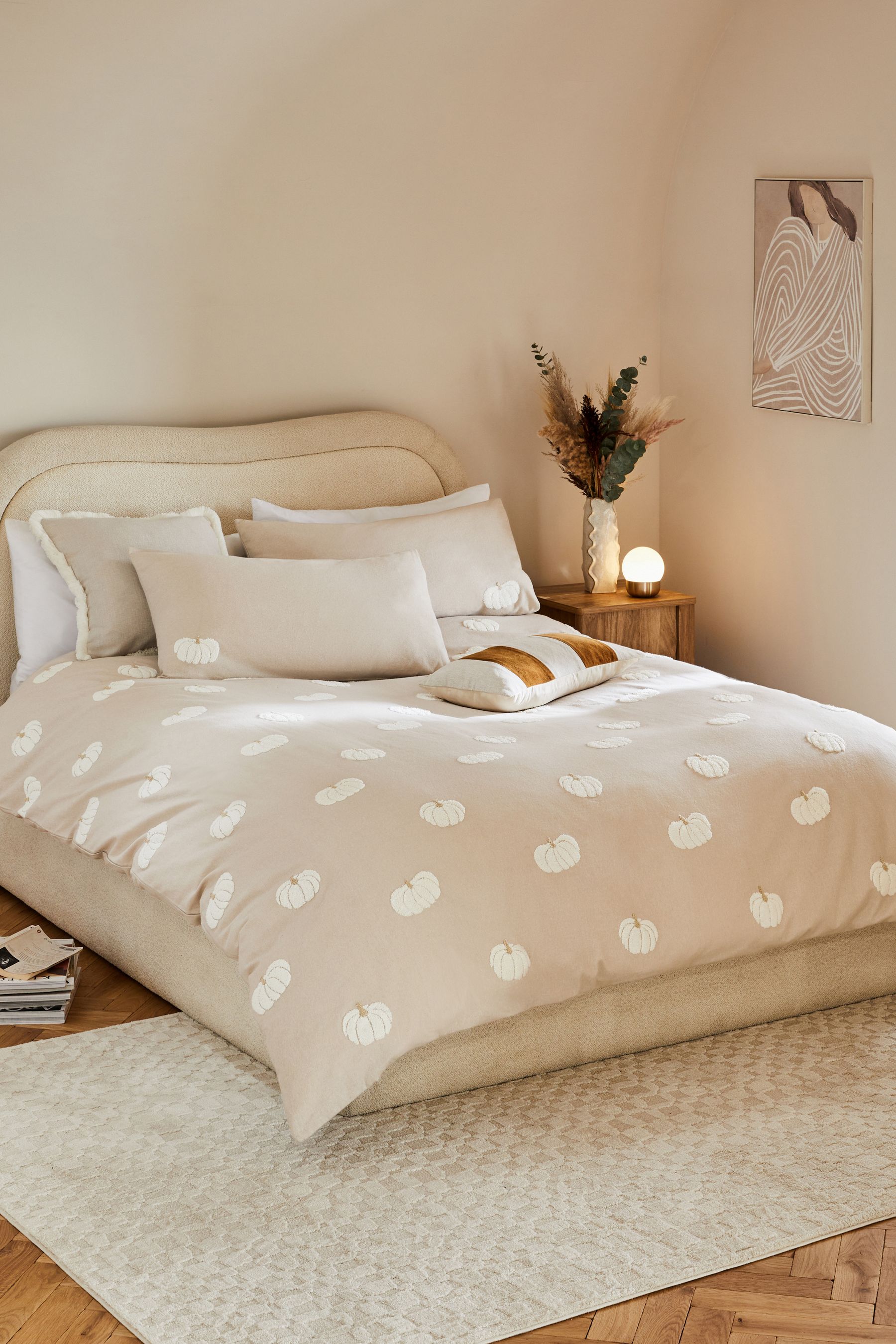 Buy Natural Tufted Pumpkin Brushed 100 Cotton Duvet Cover and Pillowcase Set from Next Luxembourg