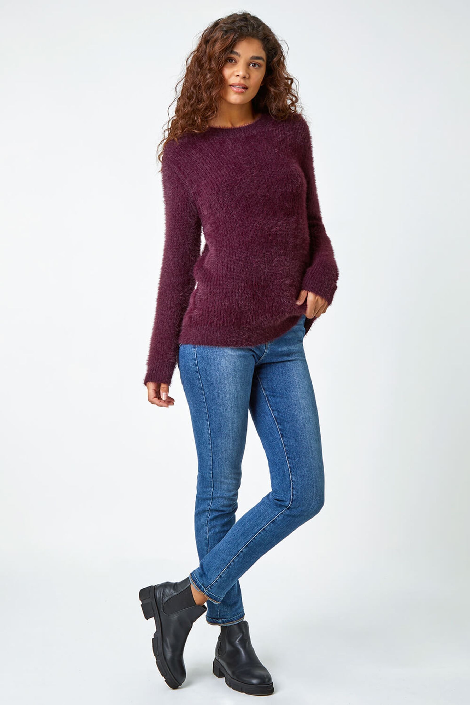 Purple fluffy jumper discount
