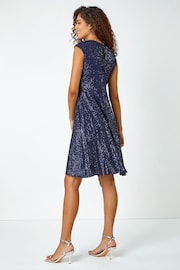 Roman Blue Sequin Twist Front Stretch Dress - Image 3 of 5