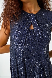 Roman Blue Sequin Twist Front Stretch Dress - Image 5 of 5