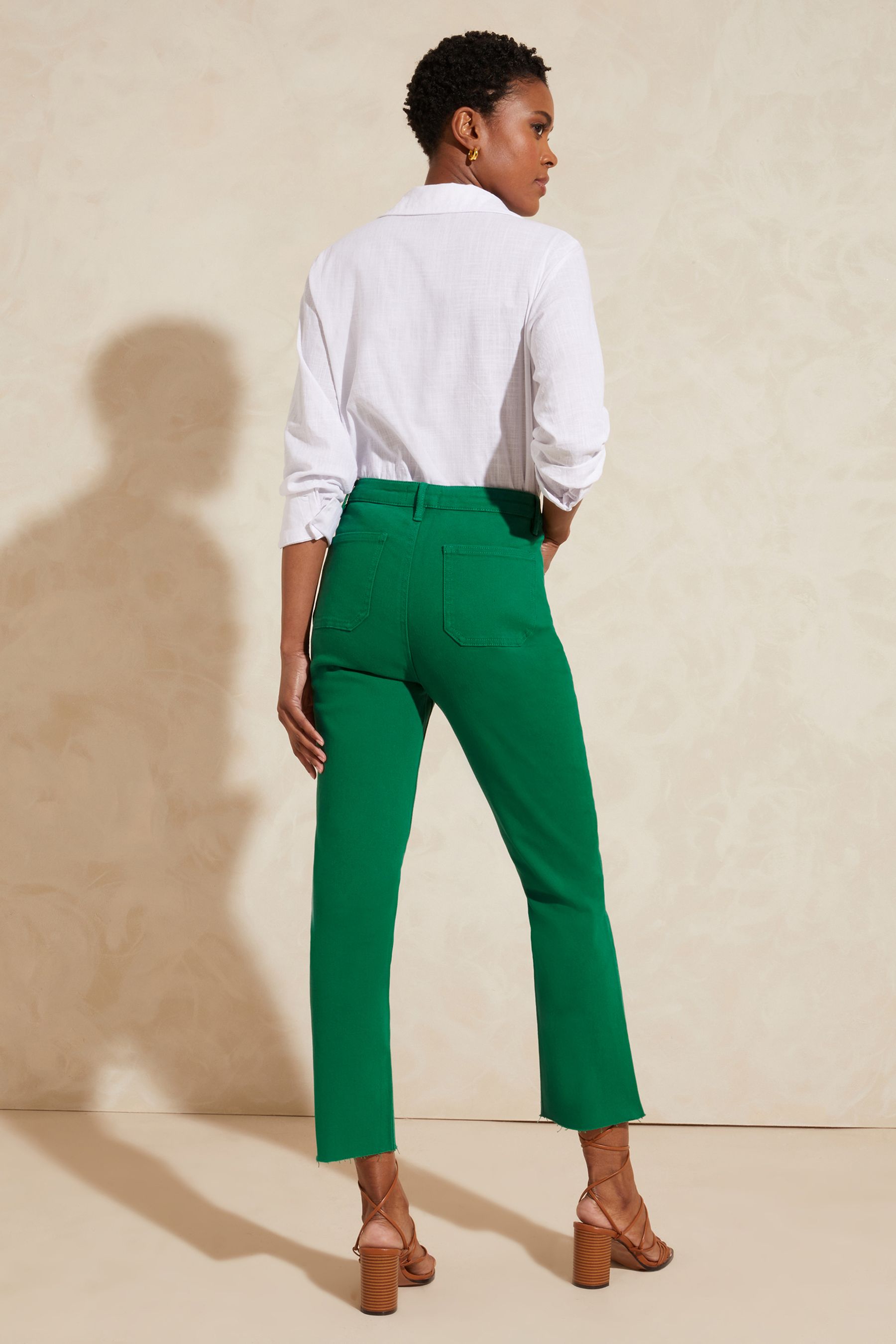 Buy Love Roses Green Petite Slim Crop Jeans from Next Luxembourg