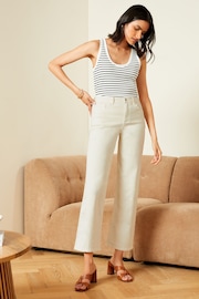 Love & Roses Ivory White High Waist Crop Wide Leg Jeans - Image 3 of 4