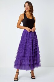 Roman Purple Elasticated Mesh Tiered Ruffle Skirt - Image 2 of 5