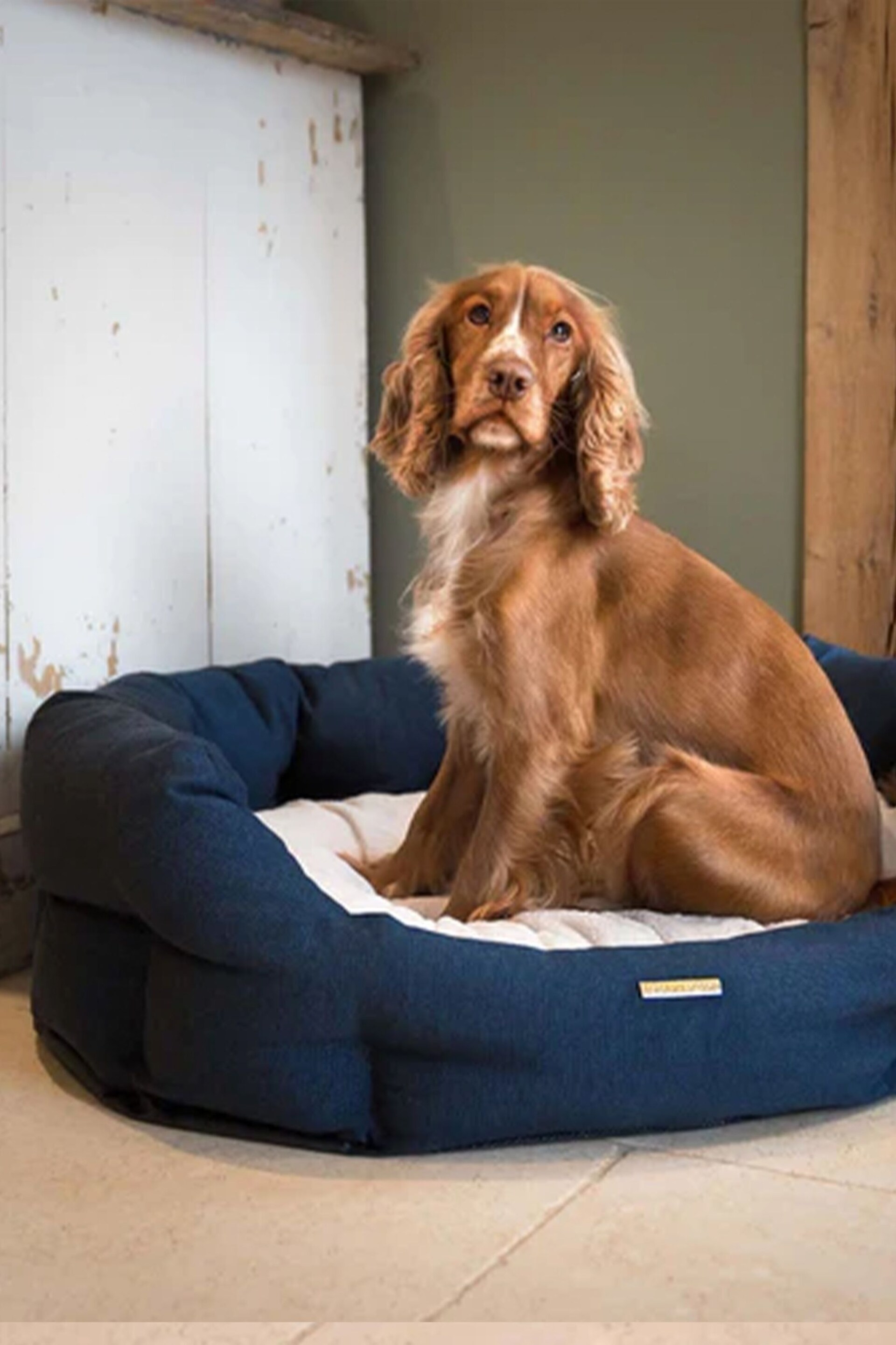 Lords and Labradors Blue Essentials Twill Oval Dog Bed - Image 3 of 5