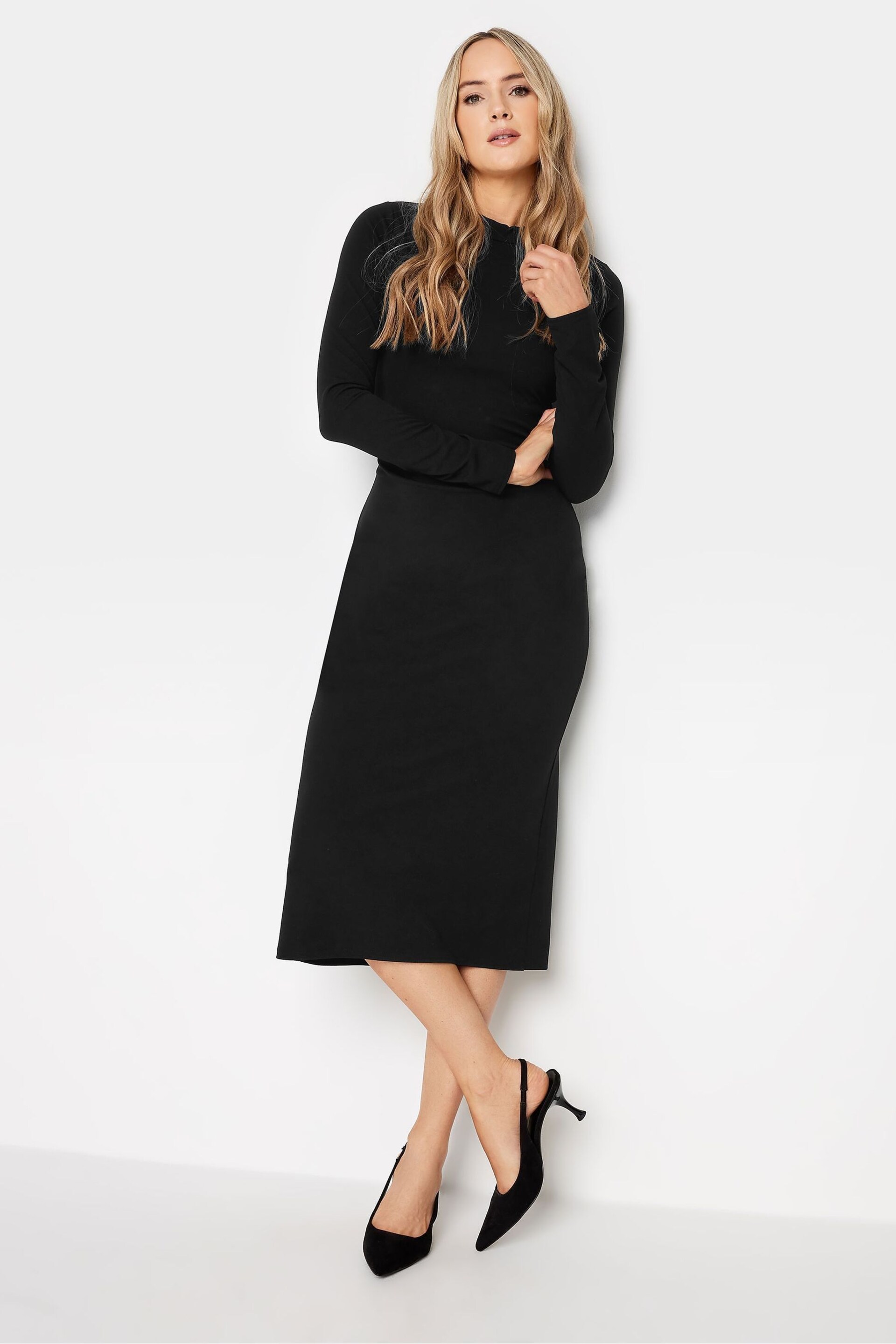 Long Tall Sally Black Long Sleeve Fitted Dress - Image 1 of 4