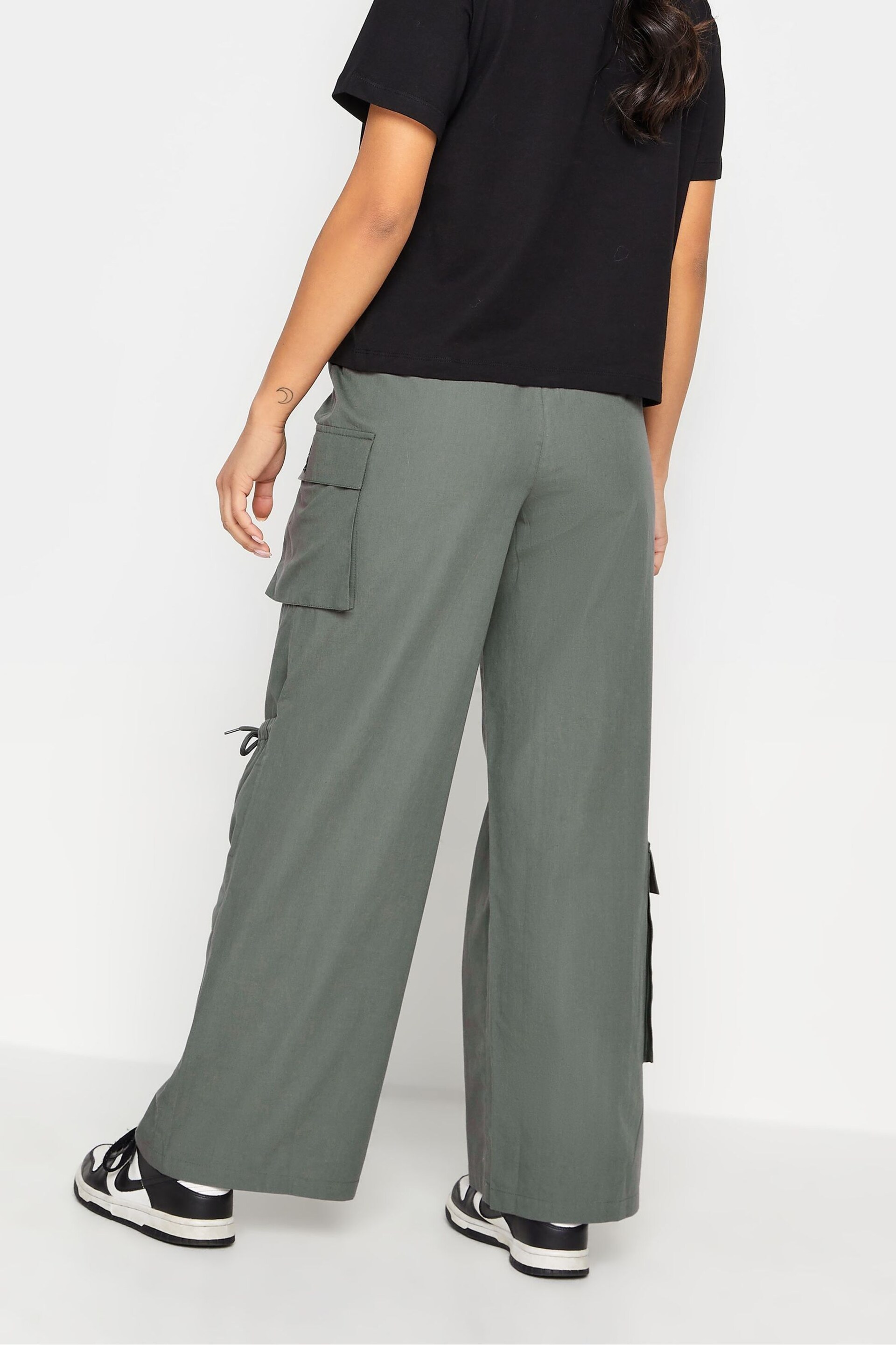 PixieGirl Petite Grey Pocket Detail Label Cargo Trousers - Image 2 of 9