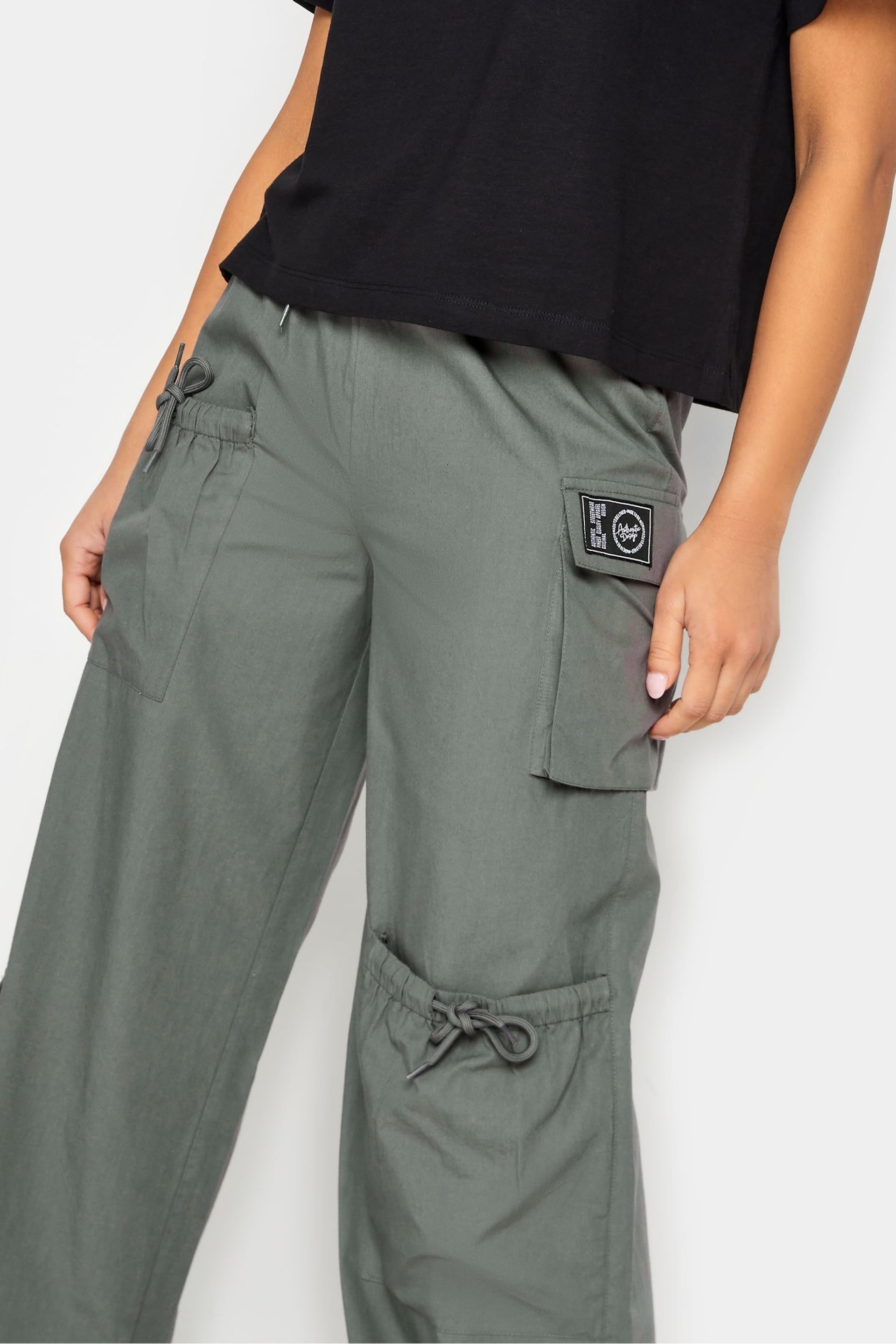 PixieGirl Petite Grey Pocket Detail Label Cargo Trousers - Image 5 of 9