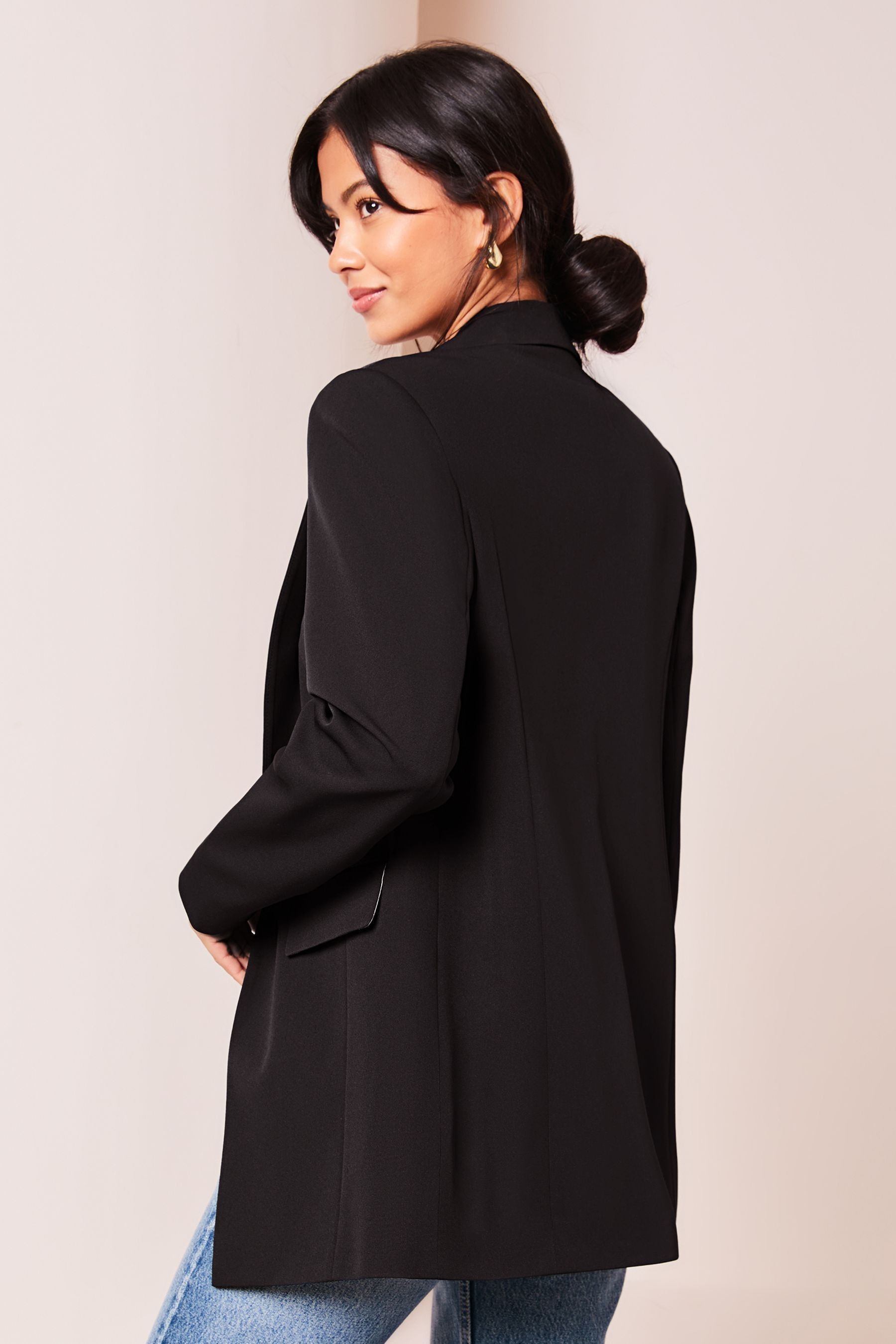 Buy Lipsy Black Crepe Petite Relaxed Longline Tailored Blazer from Next USA