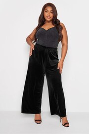 Yours Curve Black Wide Leg Velvet Trousers - Image 2 of 4