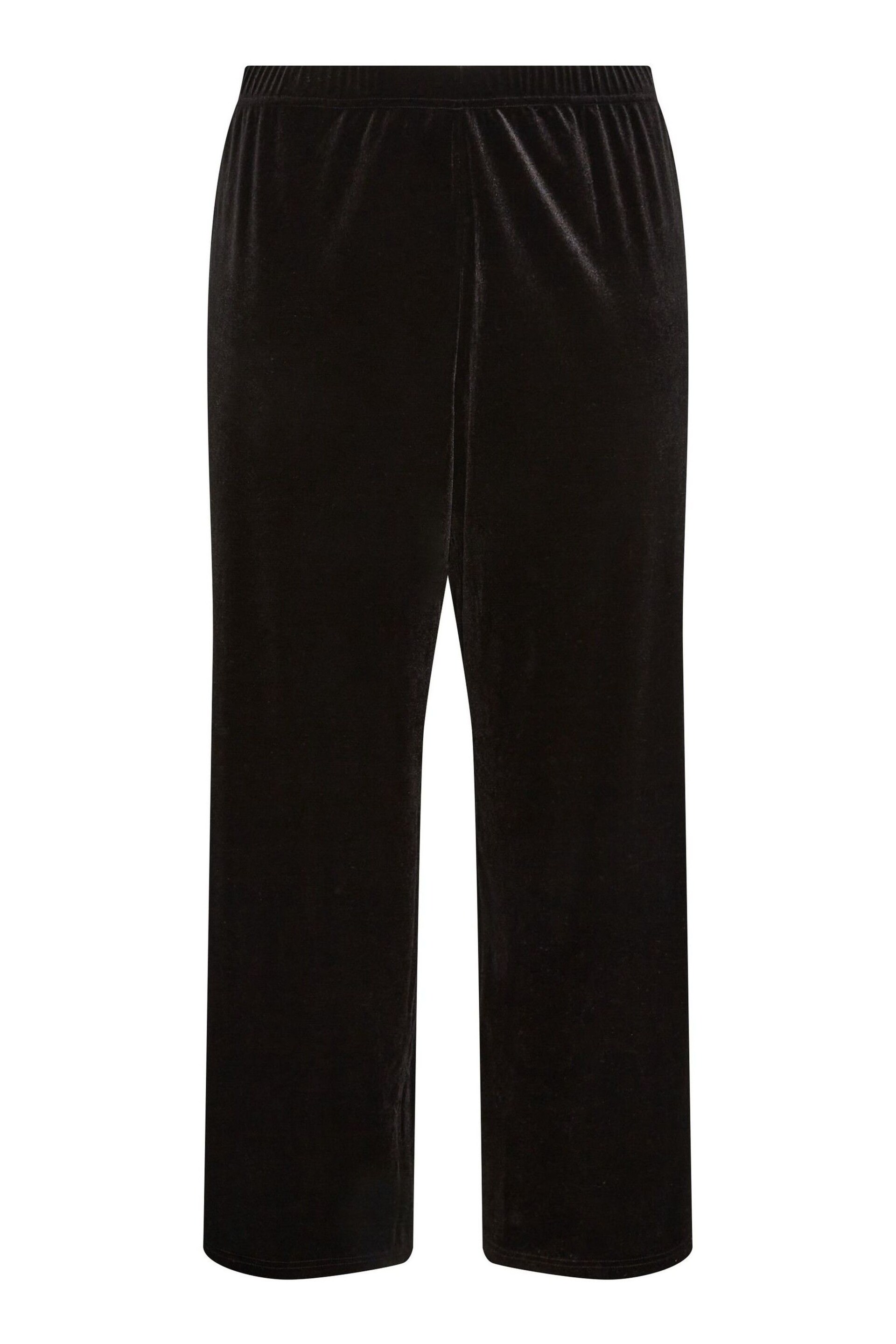 Yours Curve Black Wide Leg Velvet Trousers - Image 3 of 4