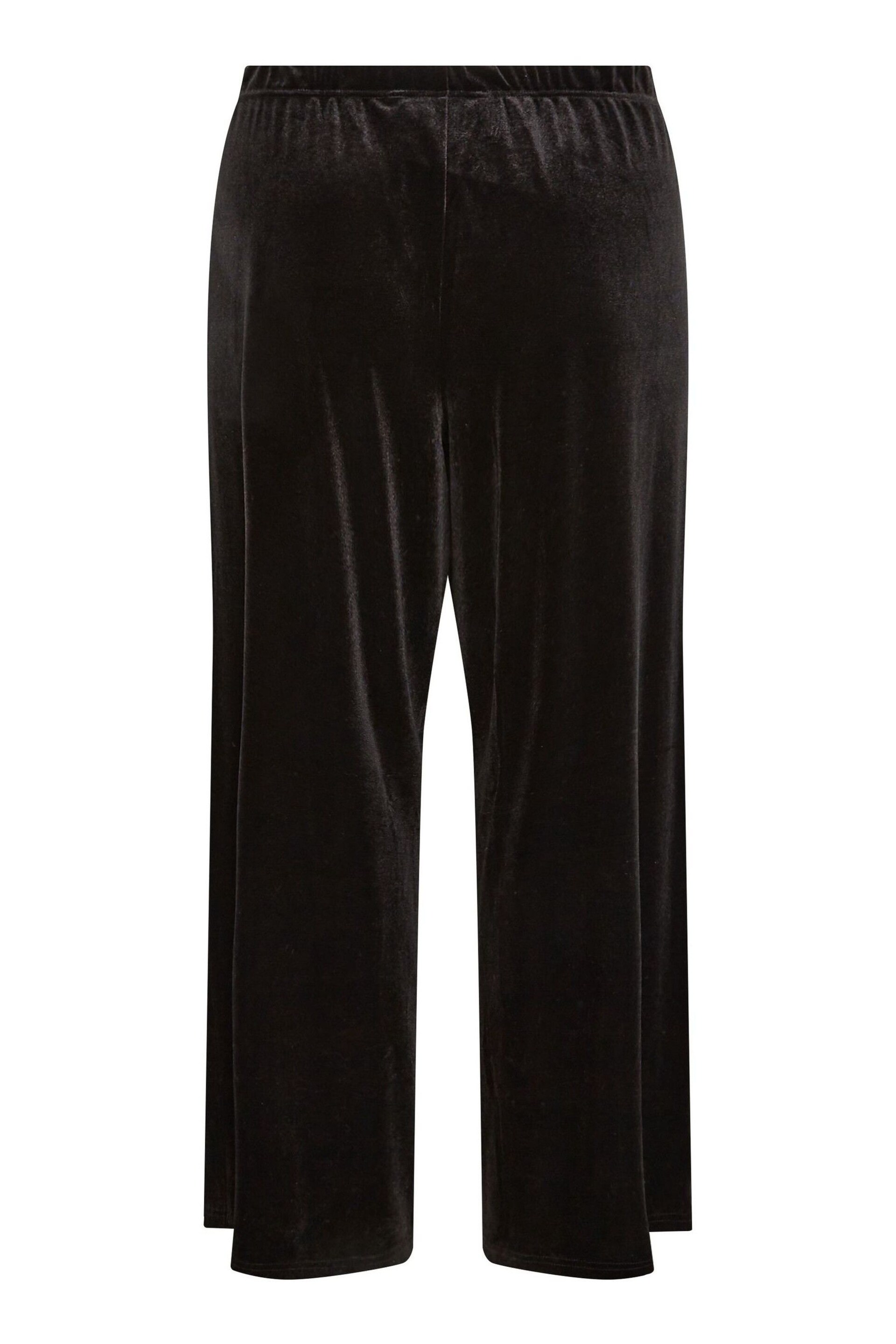 Yours Curve Black Wide Leg Velvet Trousers - Image 4 of 4