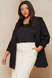 Lipsy Black crepe Curve Relaxed Longline Tailored Blazer - Image 3 of 4