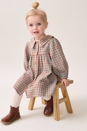 Blue/Ginger Check - 100% Cotton Collar Dress (3mths-8yrs) - 圖片 2，共 7