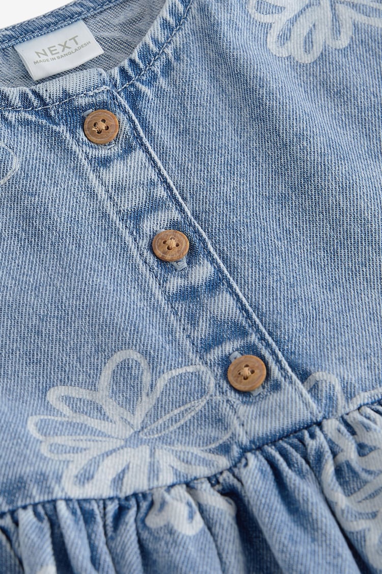 Blue Flower Denim Relaxed 100% Cotton Dress (3mths-8yrs) - Image 6 of 6