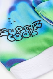 Blue/Green Tie Dye Graffiti Short Sleeve Hooded Sweatshirt and Shorts Set (3mths-7yrs) - Image 9 of 10