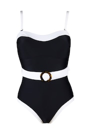 Pour Moi Monochrome Removable Straps Belted Control Swimsuit - Image 3 of 4
