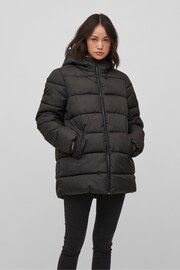 VILA Black Padded Hood Coat - Image 2 of 5