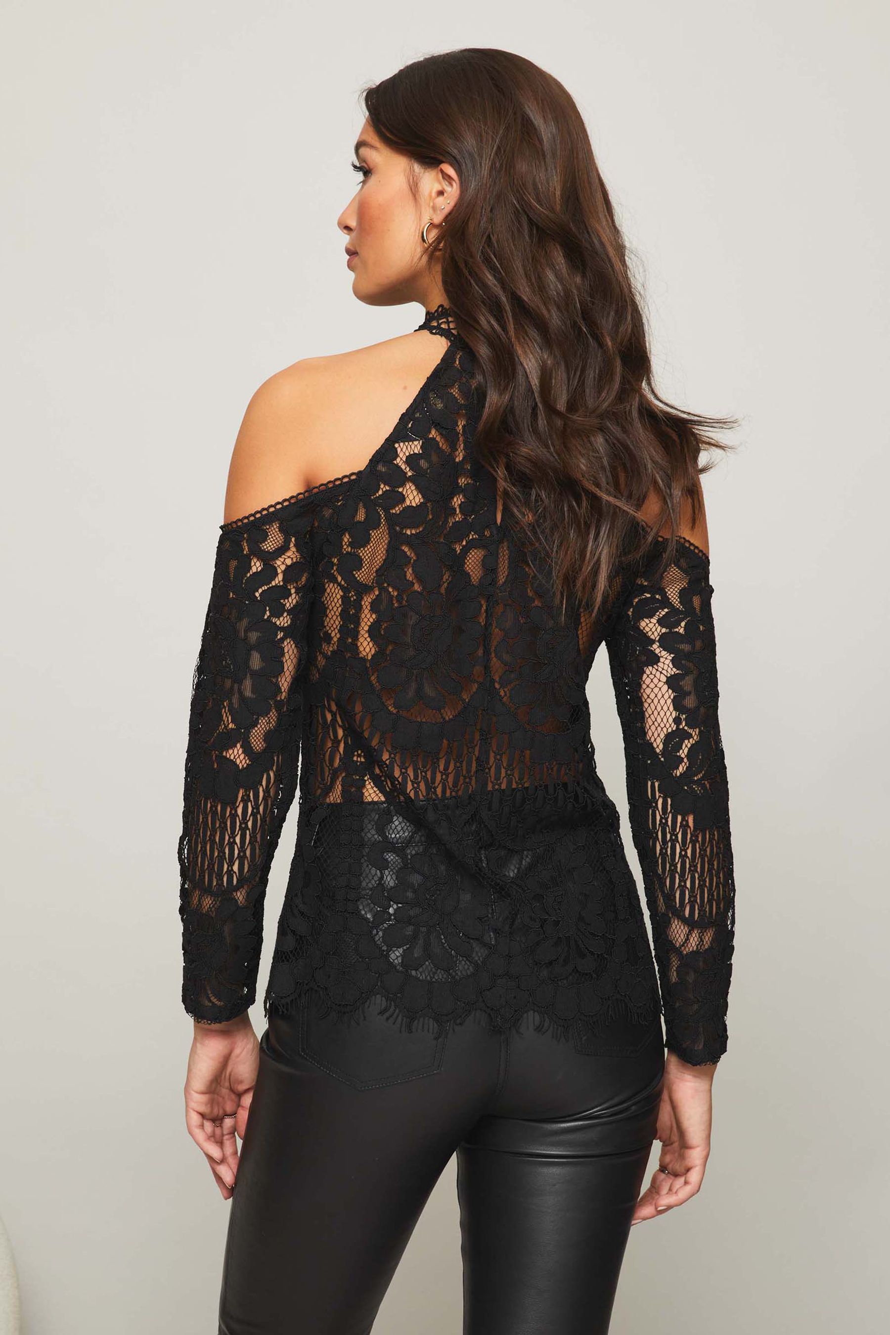 Buy Lipsy Black Long Sleeve Cold Shoulder Top from Next Luxembourg