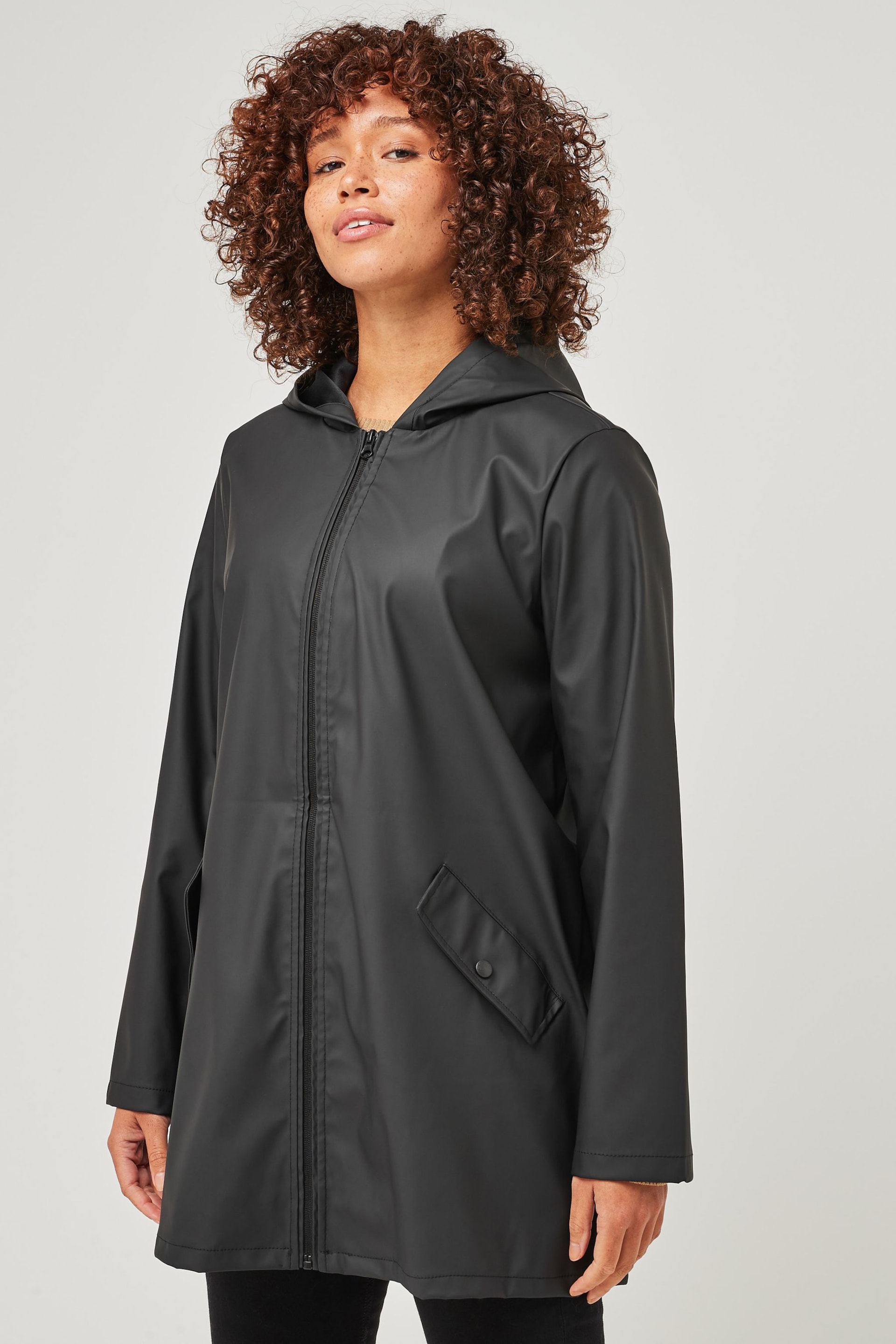 JDY Black Water Resistant Rain Coat - Image 2 of 6