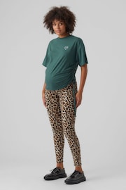 Mamalicious Black & Leopard Print Maternity 2 Pack Leggings - Image 2 of 6