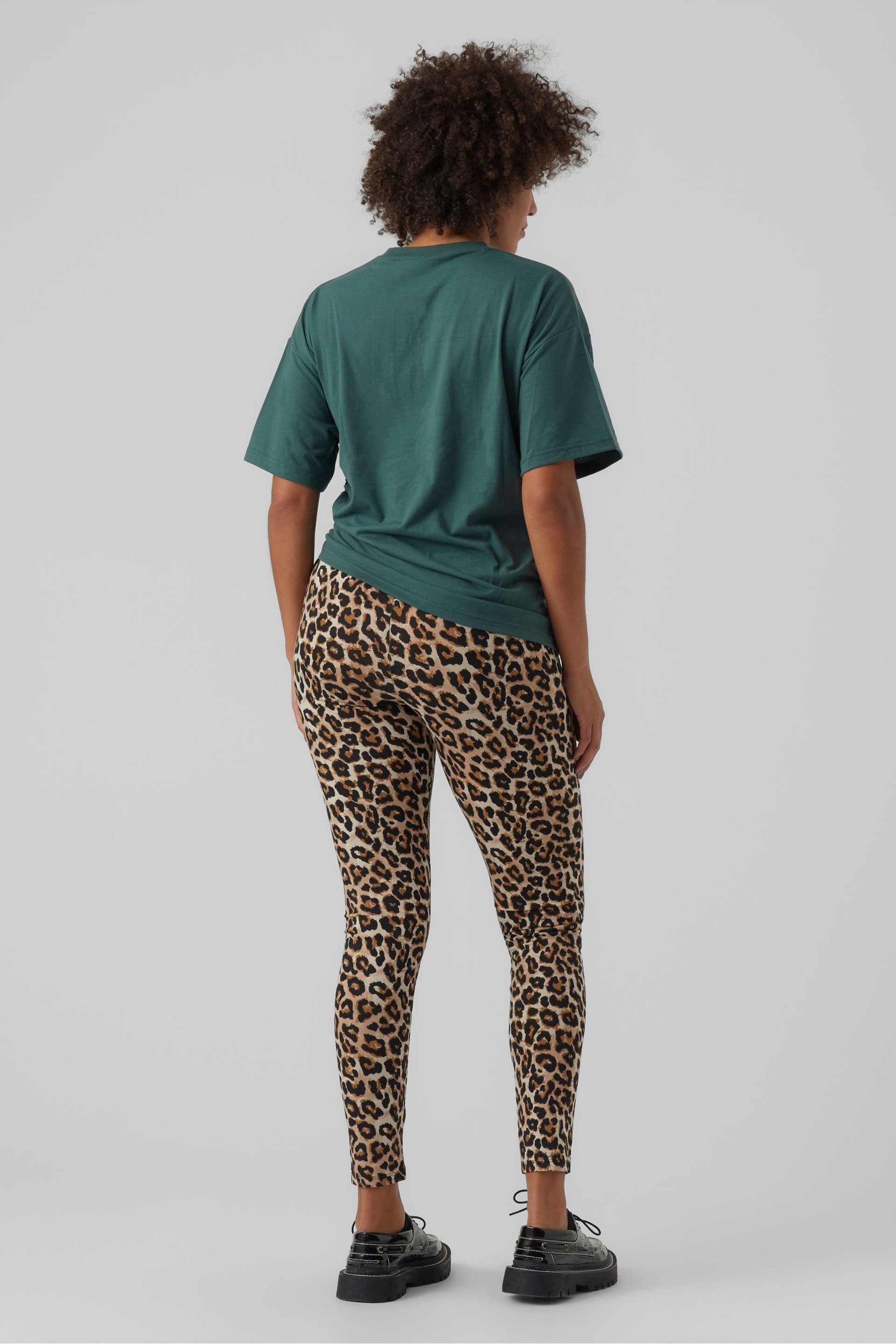 Mamalicious Black & Leopard Print Maternity 2 Pack Leggings - Image 3 of 6