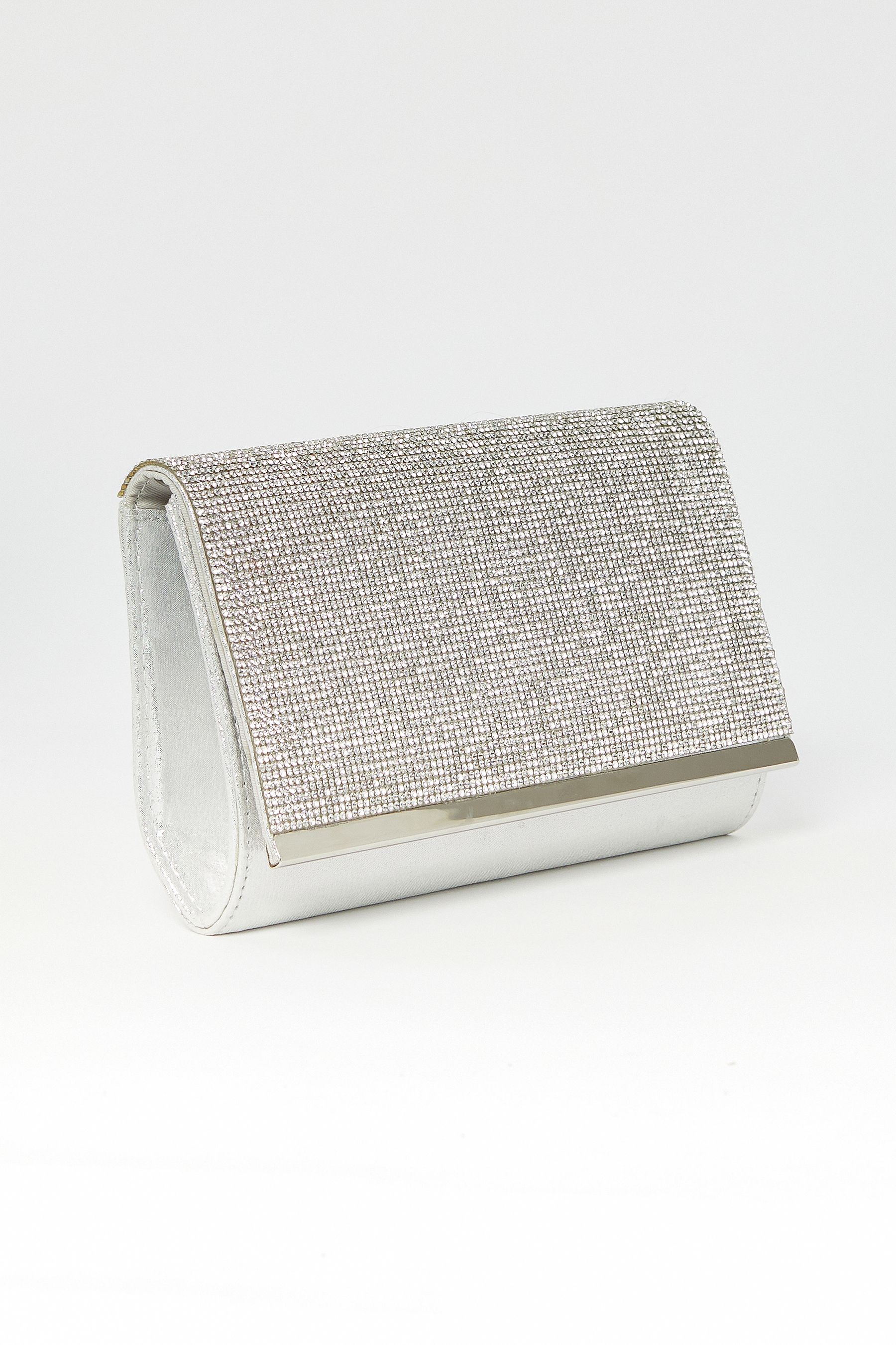 Buy Lipsy Silver Foldover Diamante Clutch from Next Luxembourg