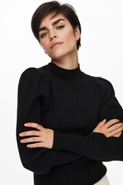 ONLY Black Puff Sleeve Knitted Jumper - Image 2 of 5