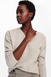 ONLY Stone V Neck Cosy Knitted Jumper - Image 4 of 5