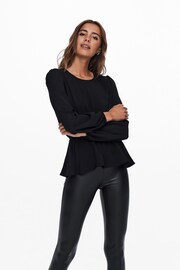 ONLY Black Long Sleeve Peplum Blouse - Image 2 of 4