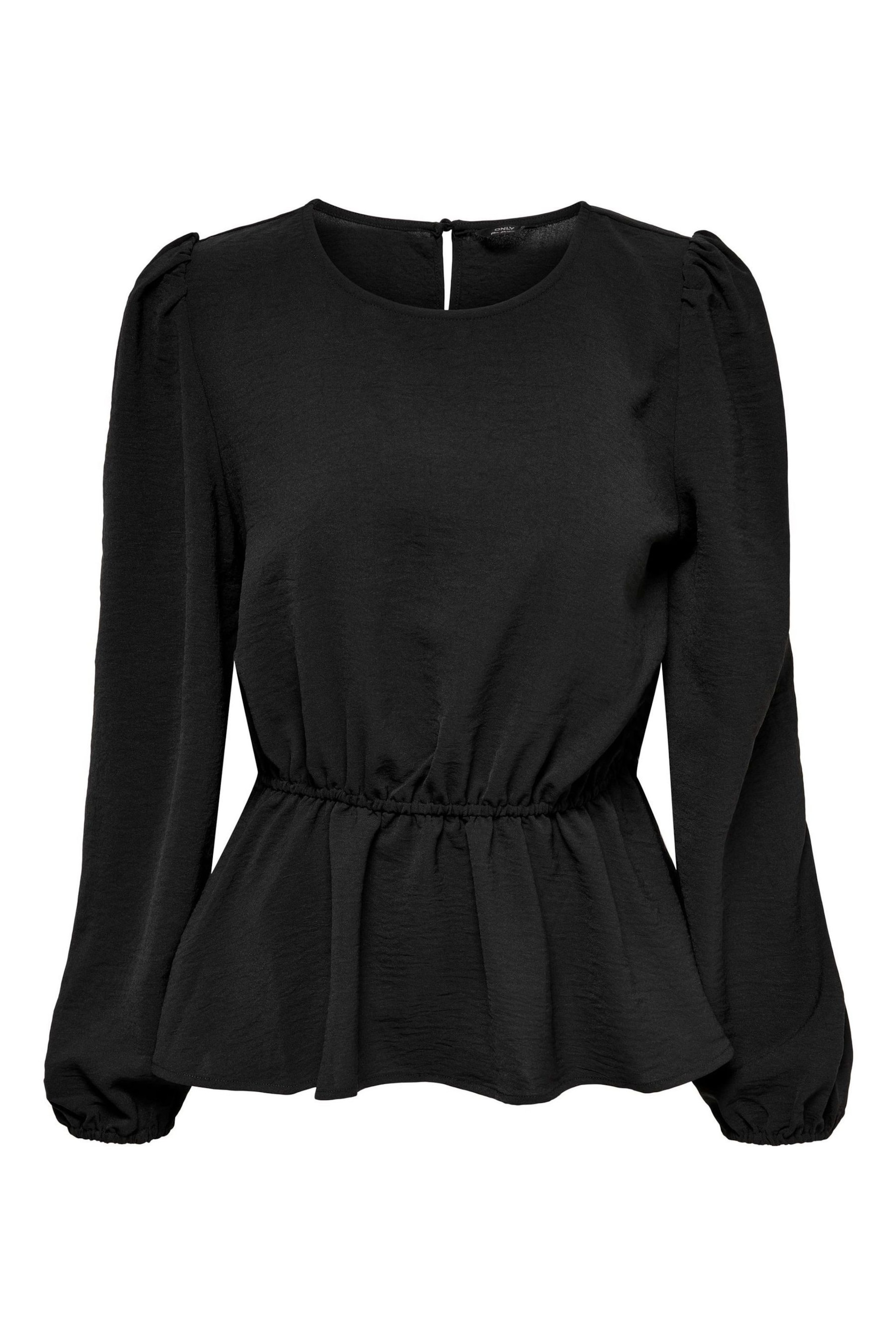 ONLY Black Long Sleeve Peplum Blouse - Image 4 of 4