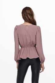 ONLY Pink Long Sleeve Peplum Blouse - Image 2 of 5