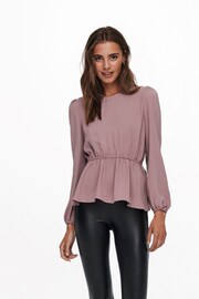 ONLY Pink Long Sleeve Peplum Blouse - Image 3 of 5
