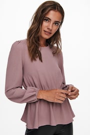 ONLY Pink Long Sleeve Peplum Blouse - Image 4 of 5