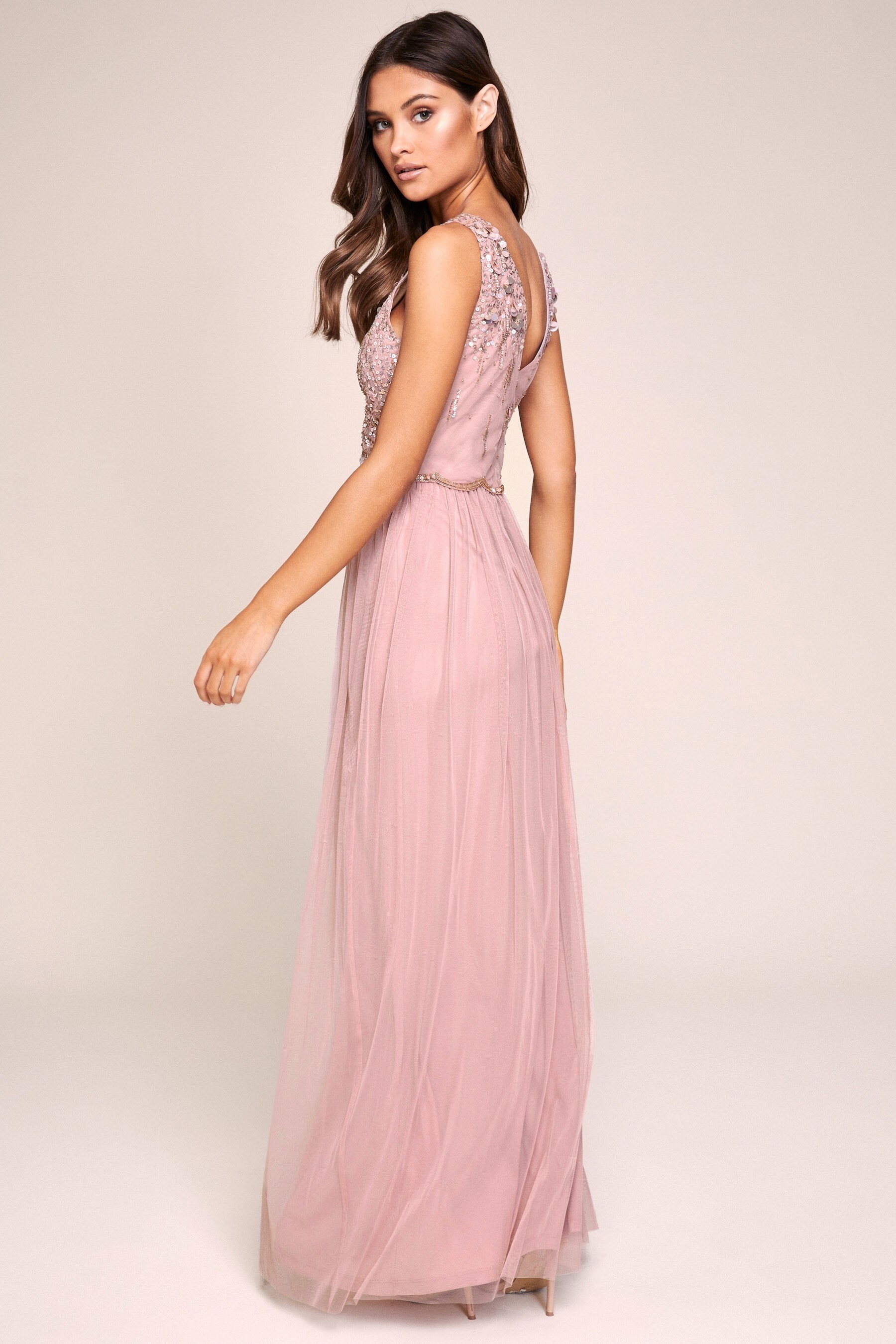 Buy Lipsy Nude Natalie Hand Embellished Maxi Dress from Next Luxembourg