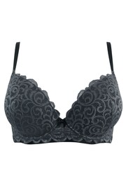 Pour Moi Grey Padded Romance Moulded Plunge Push Up Bra - Image 4 of 5