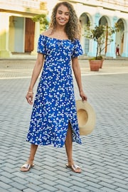 Sosandar Blue Bardot Dress - Image 4 of 4
