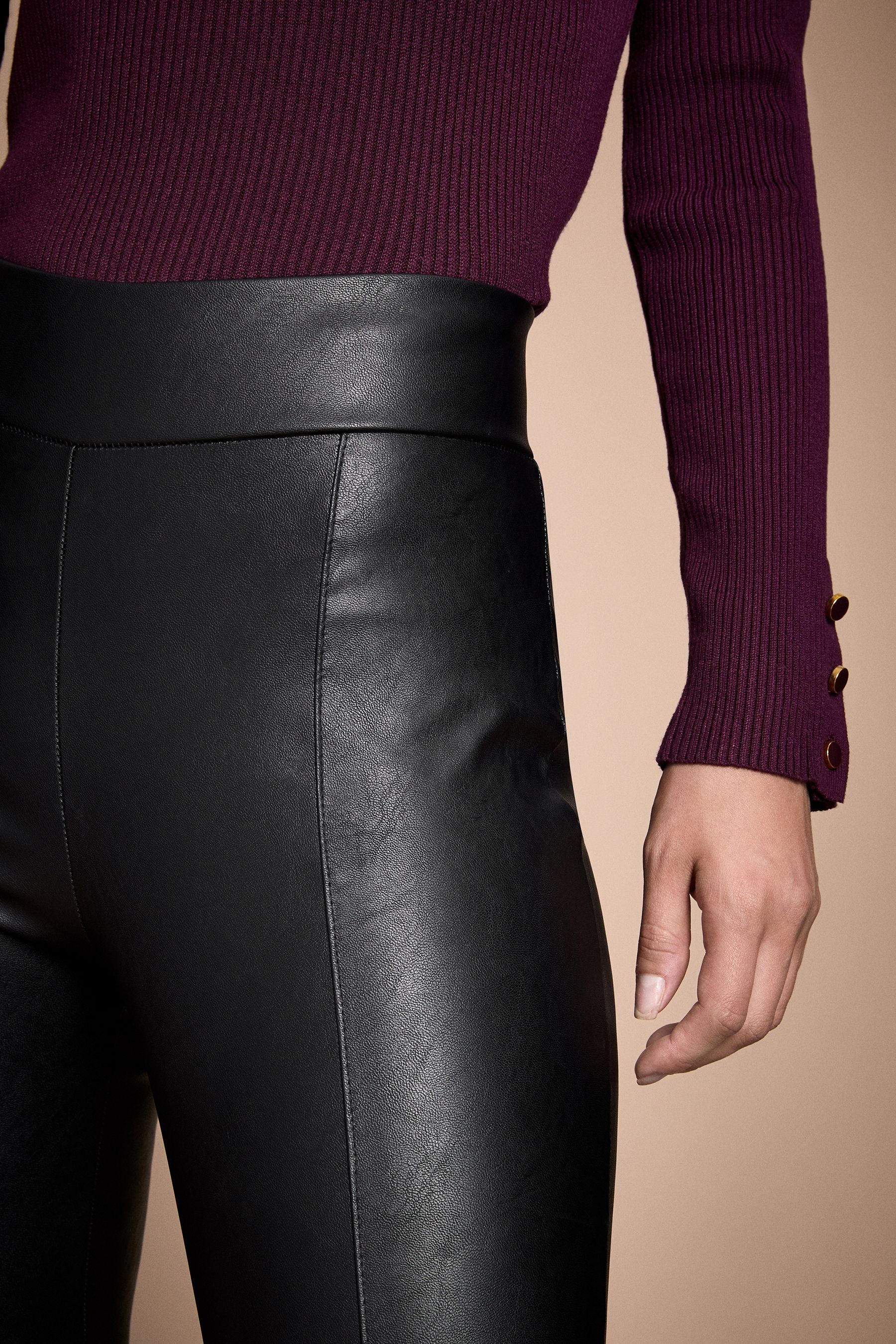 Buy Lipsy Black Seam Detail Leather Look Leggings from Next Luxembourg