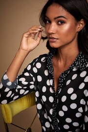 Lipsy Black / White Spot Button Up Shirt - Image 4 of 4