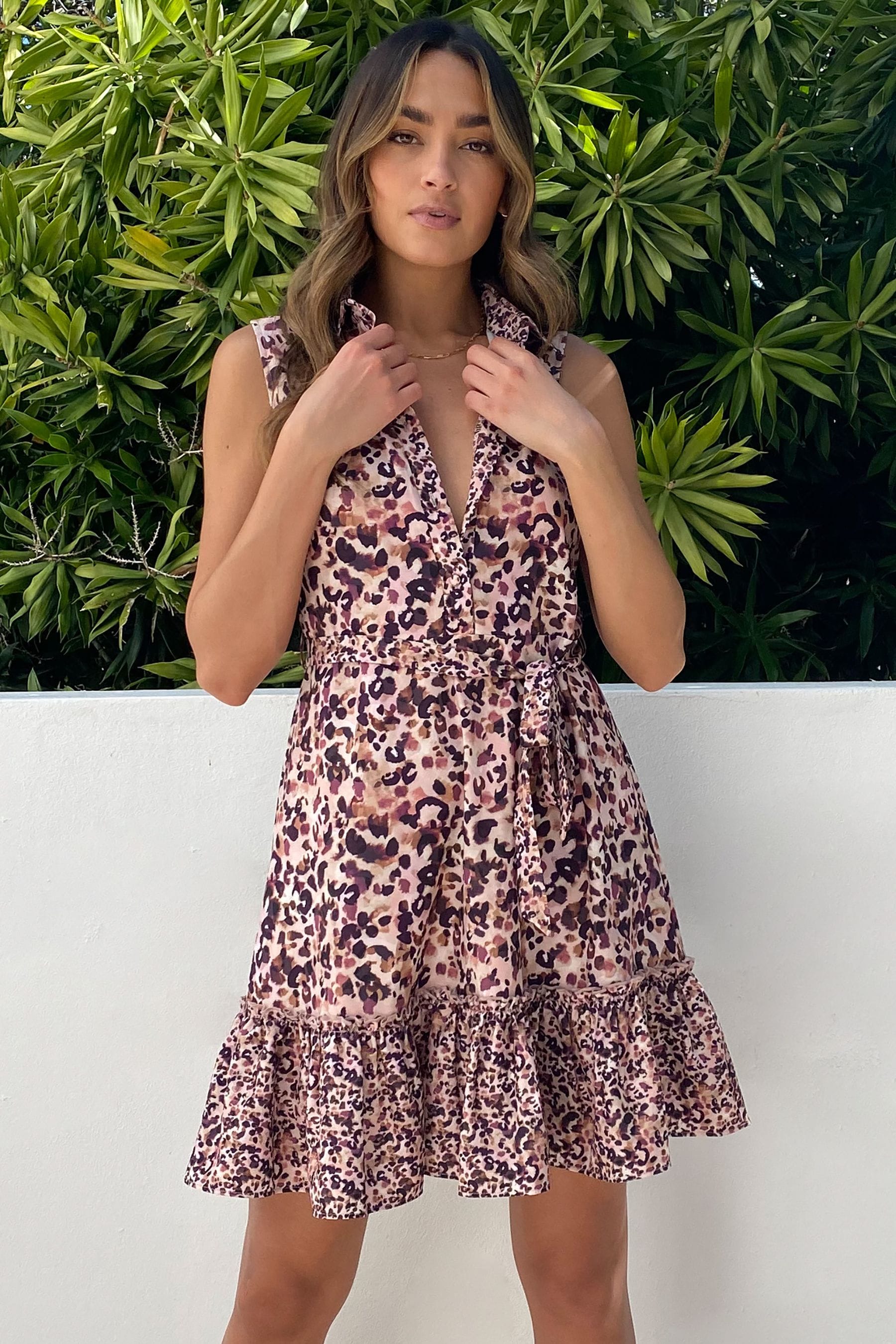 Leopard sleeveless dress top