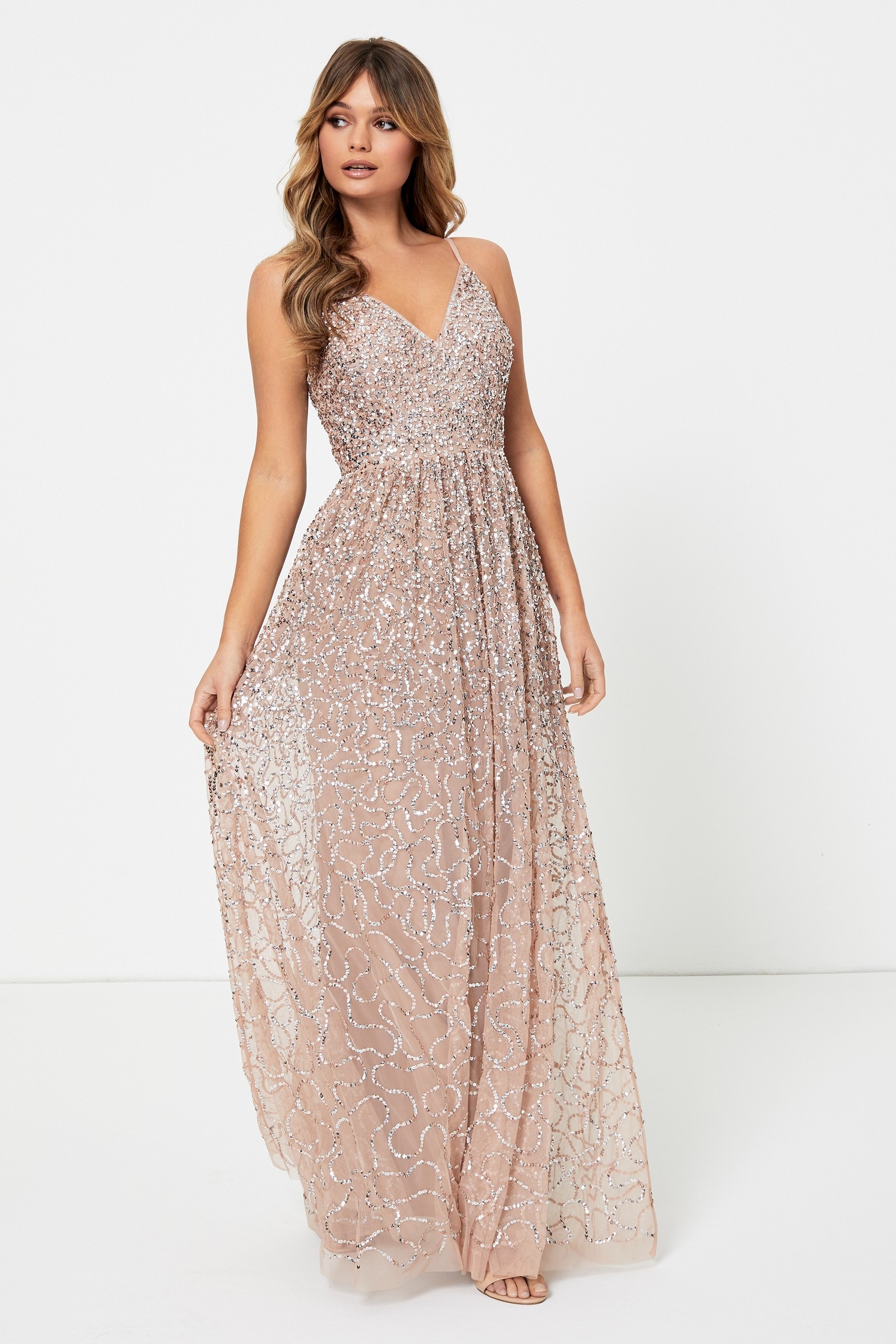 Buy Maya Light Pink All Over Sequin Cami Maxi Dress from Next Luxembourg