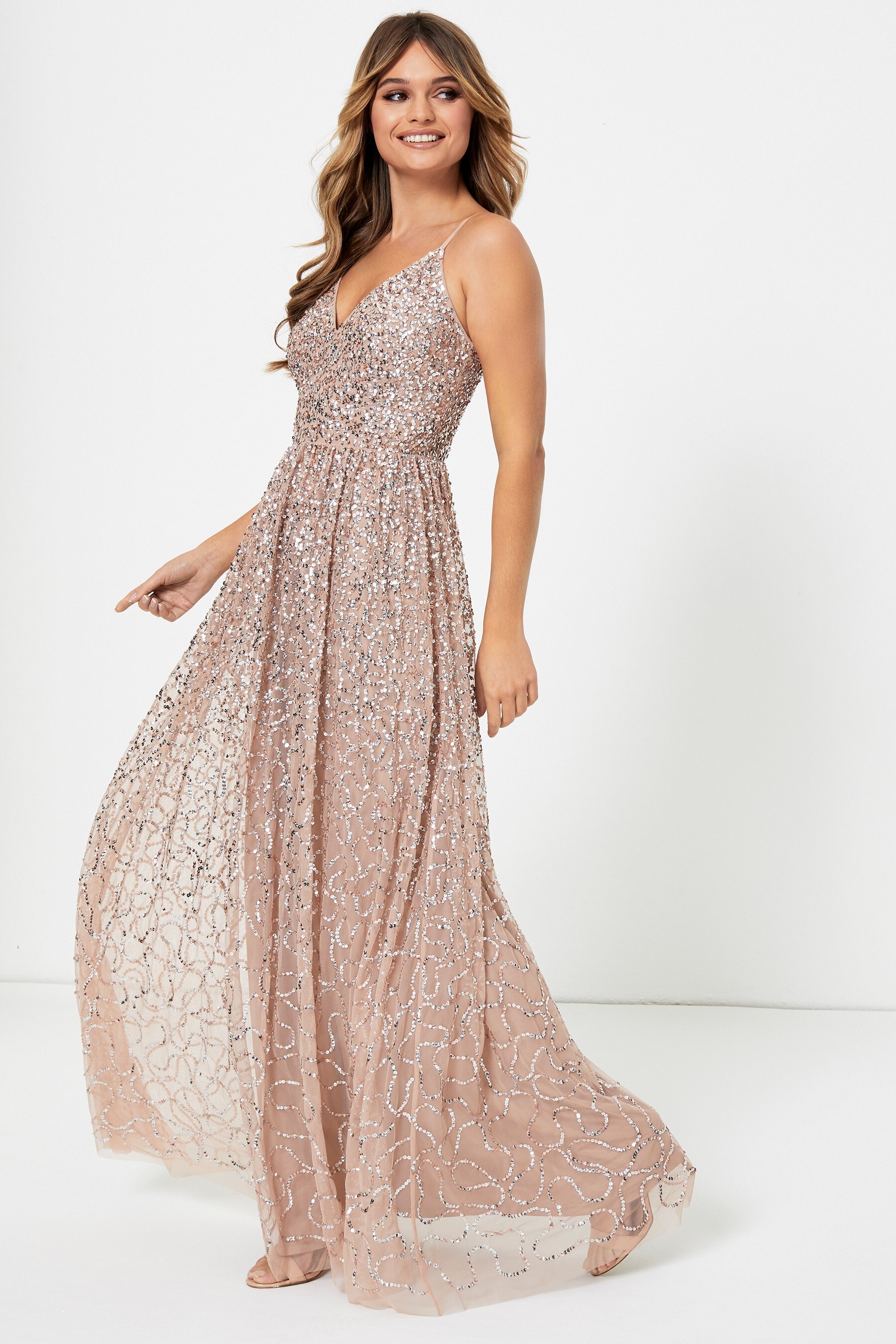 Buy Maya Light Pink All Over Sequin Cami Maxi Dress from Next Belgium